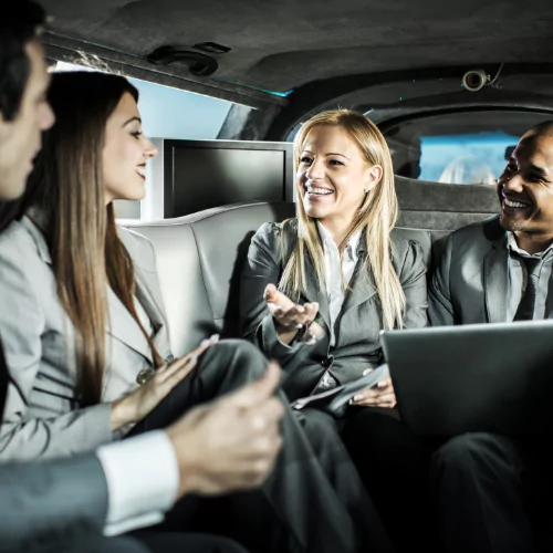 Corporate meeting inside the vehicle